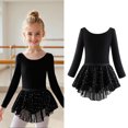 thumbnail image 1 of Leotards for Girls Ballet Classic Long Sleeve Girls Black Leotard with Skirt Kids Ballet Outfit Girls Clothing Size 4-5 Years, 1 of 6