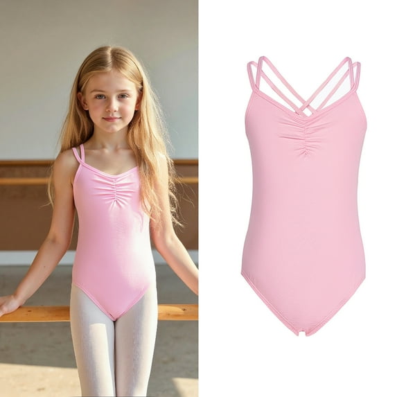 Leotards for Girls Dance Spaghetti Strap Pink Girls Leotards for Dance Ballet Outfit Kids Ballet Leotards for Girls 6-7 Years