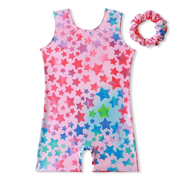 Leotards for Girls Gymnastics Dance Biketards Matching Hair Scrunchie Clothes for Toddler Little Big Child 3-10 Years