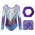 thumbnail image 1 of Ingzy Girls Gymnastics 3-Piece Leotard Set - Long Sleeve Sparkly Rhinestone Outfit with Shorts & Hairband | Ballet Dance Biketard Activewear for 5-12 Years, 1 of 9