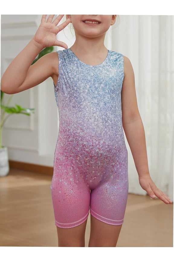 Leotards for Girls Gymnastics Toddler Dance Biketards Athletic Dance Wear Shiny Blue Hotpink