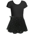 thumbnail image 1 of Leotards for Girls Short Sleeve Ballerina Leotard with Removable Sequins Skirt Set Black 7-8Years, 1 of 8
