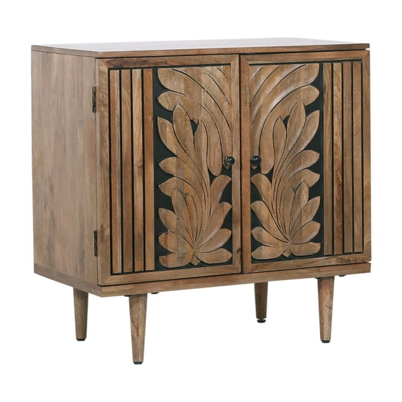 Leoti Warm Brown and Black Contemporary Wood Two Door Cabinet