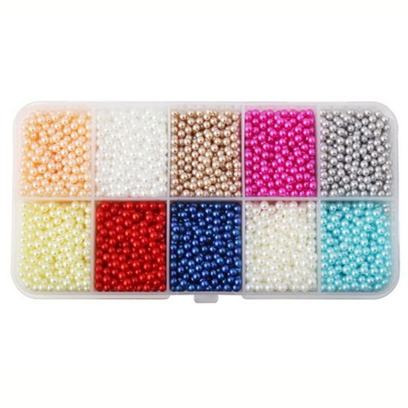 Leott Homes Holeless Pearl Set DIY Handmade Round Bead Hair Accessories Decoration Filler 3mm Ten Color Set, Pearl Beads for Crafts Round Pearl Bead Loose Bracelet Jewelry Choker DIY Making