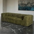 thumbnail image 1 of Leovanni 107" Boneless 3 Seater Sofa with Deep Seating for Living Room, No Assembly Required, Faux Fur Modular Modern Loveseat, Green, 1 of 5