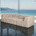 thumbnail image 1 of Leovanni 107" Boneless 3 Seater Sofa with Deep Seating for Living Room, No Assembly Required, Faux Fur Modular Modern Loveseat, Taupe, 1 of 5