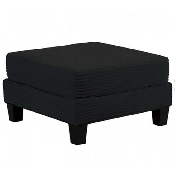 Leovanni 31" Corduroy-Style Chenille Storage Ottoman with Lift-Top, Square Footrest for 2-Seater or 3-Seater Sofa, Black