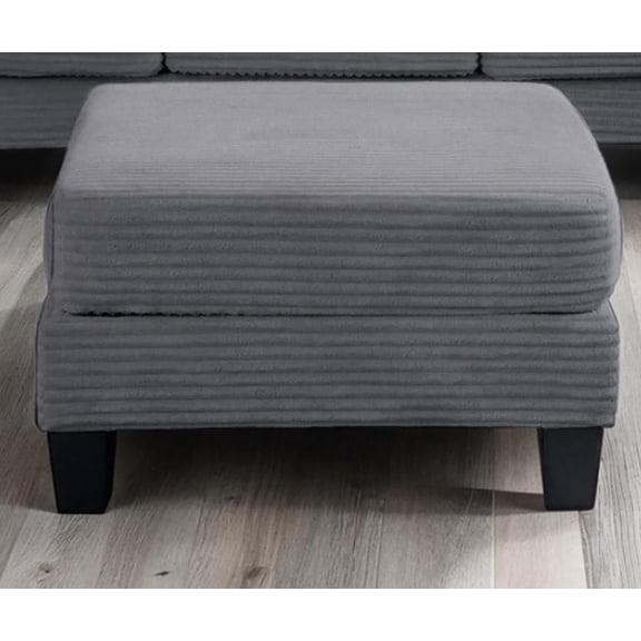 Leovanni 31" Corduroy-Style Chenille Storage Ottoman with Lift-Top, Square Footrest for 2-Seater or 3-Seater Sofa, Dark Gray