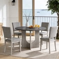 thumbnail image 1 of Leovanni 48inch Round Dining Table Set for 4 Modern Solid Wood 5-Piece Kitchen & Dining Room Set with Upholstered Chairs Pedestal Base, Gray, 1 of 7