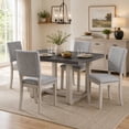 thumbnail image 1 of Leovanni 48inch Rectangle Dining Table Set for 4 Modern Solid Wood 5-Piece Kitchen & Dining Room Set with Upholstered Chairs Pedestal Base, Gray, 1 of 8