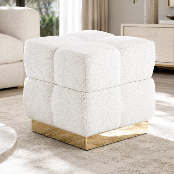 Leovanni Modern 18 inch Upholstered Ottoman with Storage Compartment, Vanity Stool Chair, Small Foot Stool for Bedroom, Living Room, Entryway