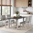 thumbnail image 1 of Leovanni Modern 48" 5-Piece Solid Wood Dining Table Set with 4 Upholstered Chairs, Rectangular Kitchen & Dining Room Set, Gray, 1 of 10