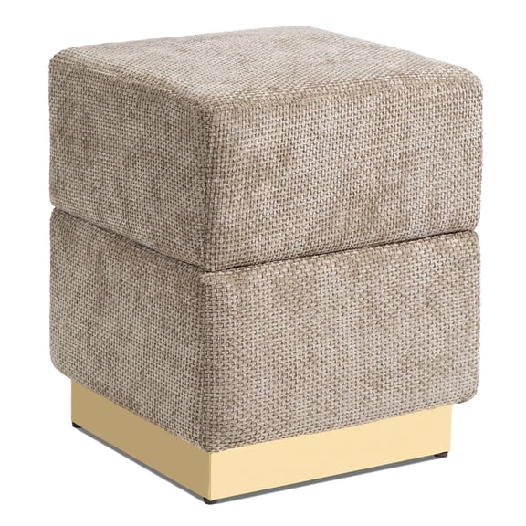 Leovanni Storage Ottoman, Chenille Upholstered Cube Footstool Storage Bench with Stainless Steel Base, Vanity Stool Chair, Foot Rest Under Desk for Bedroom, Living Room, Dorm, Entryway