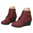 thumbnail image 1 of Leozcaa Ankle Boots Women’s Slip on High Top Wedge Sneakers Hidden Heel Platform Lace up Short Booties, 1 of 4