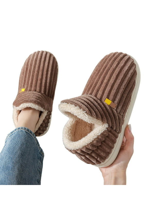 Leozcaa Bootie Slippers for Women Warm House Shoes Memory Foam Indoor Outdoor Fuzzy Boots with Rubber Sole