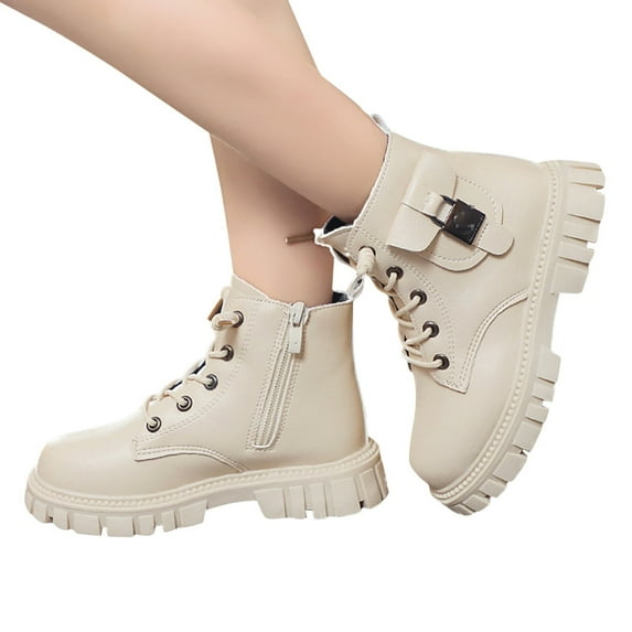 Leozcaa Boys Girls Short Ankle Boots Fashion Dress Booties Combat Shoes with Zipper for Toddler Little Kid