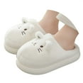 thumbnail image 1 of Womens Memory Foam Fuzzy Slippers Cartoon Cat Plush Platform Slippers Home Cotton Slippers Comfy Slip-On Warm House Shoes White Size 6, 1 of 9