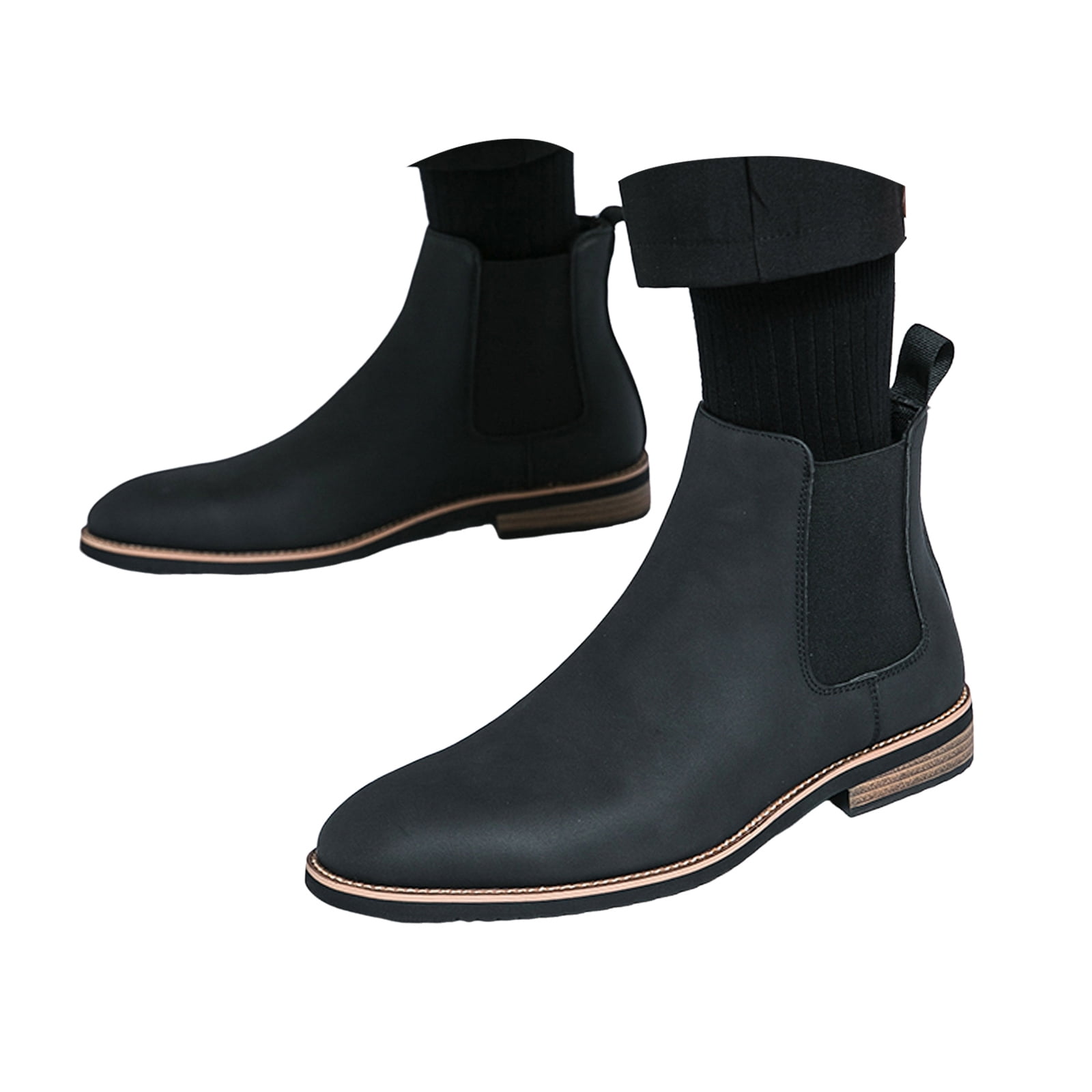 Leozcaa Chelsea Boots Men Casual Dress Boots Business 
