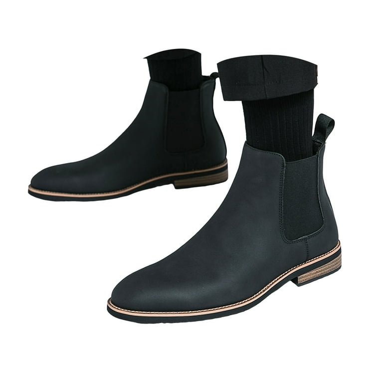 Leozcaa Chelsea Boots Men Casual Dress Boots Business Leather