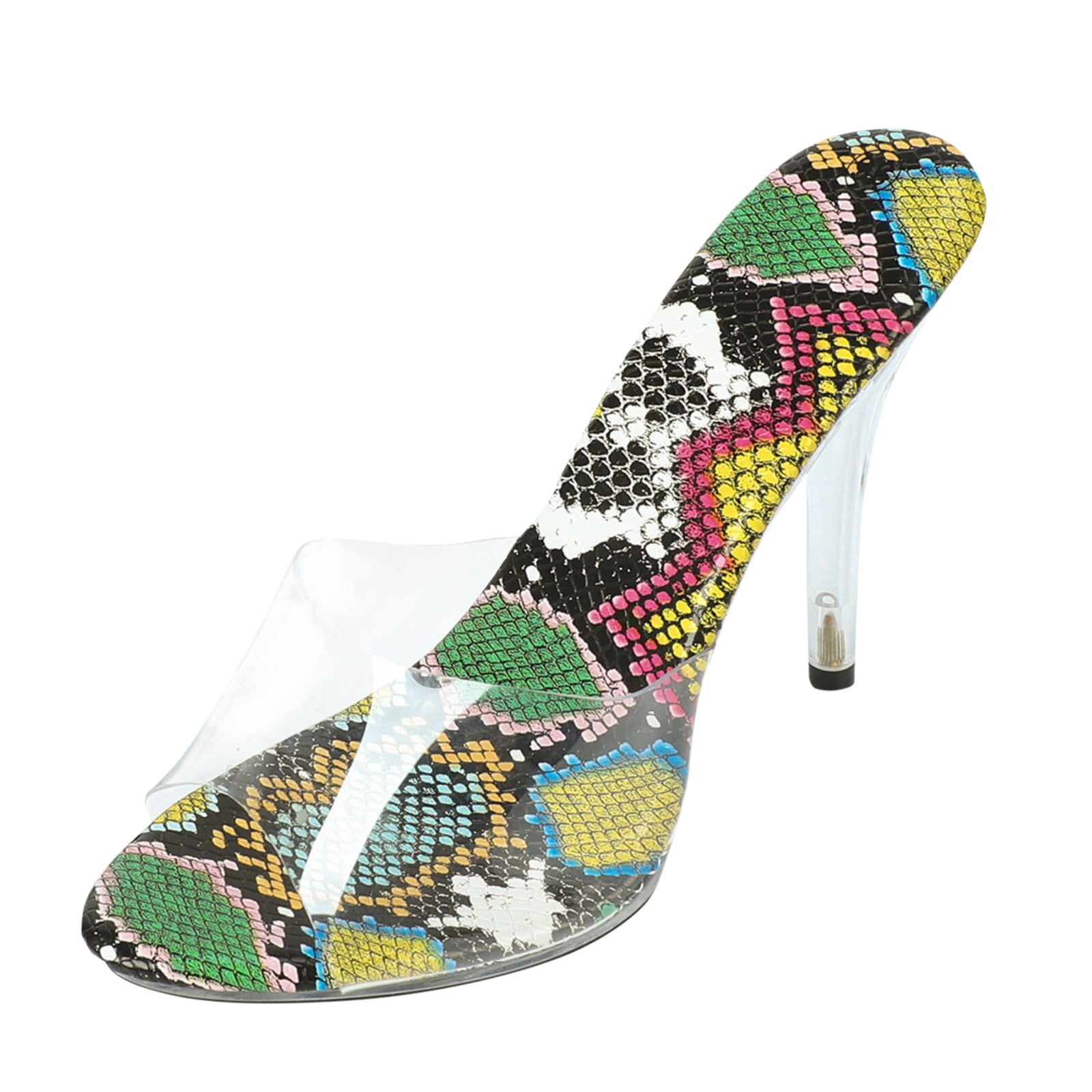 Leozcaa Clear Pointed Toe Heels Sandals for Women Transparent