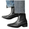 thumbnail image 1 of Leozcaa Cowboy Boots for Men Square Toe Ankle Boots Western Chelsea Boot Casual Dress Slip On Short Booties, 1 of 7