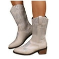 thumbnail image 1 of Leozcaa Cowboy Boots for Women Ankle Cowgirl Booties Wide Mid Calf Pointed Toe Western Short Booties, 1 of 9