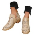 thumbnail image 1 of Leozcaa Cowboy Boots for Women Cowgirl Ankle Western Embroidered Stitched Cutout Chunky Heels Short Booties, 1 of 8