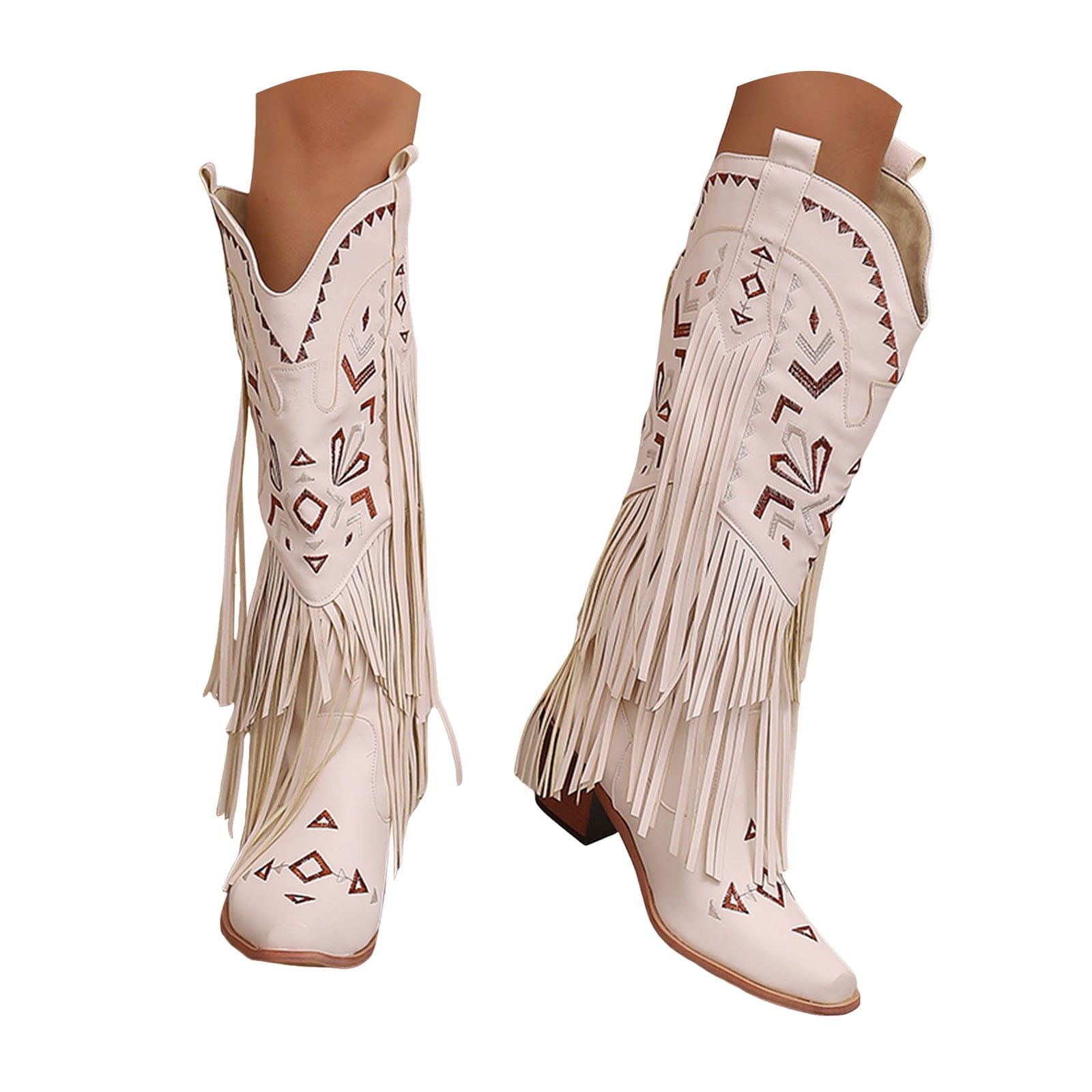 Rodeo Slim  美品 Leozcaa Cowboy Boots for Women Fringe Knee High Cowgirl