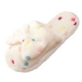 thumbnail image 1 of Leozcaa Cute Bow Slippers for Women with Memory Foam Fuzzy House Slippers Indoor Outdoor Anti-Skid Slippers, 1 of 3