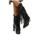 thumbnail image 1 of Leozcaa Fringe Cowboy Boots for Women Embroidered Tassal Cowgirl Boot Knee High Pull On Western Shoes, 1 of 8
