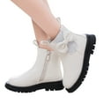 thumbnail image 1 of Leozcaa Girls Ankle Boots Kids Comfortable Bow Slip on Lug Sole Chelsea Booties Toddler Little Big Kids, 1 of 2