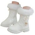 thumbnail image 1 of Leozcaa Girls Mid Calf Boots Water Resistant Outdoor Warm Cozy Anti-Slip Warm Lining Winter Snow Shoes, 1 of 7