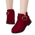 thumbnail image 1 of Leozcaa Girls Toddler Ankle Boots Belt Strap Low Heel Side Zipper Dress Short Booties Little Big Kid, 1 of 5