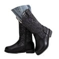 thumbnail image 1 of Leozcaa Glitter Girls Cowgirl Boots Sparkly Cowboy Dress Boots Toddler Big Kid Mid Calf Booties Round Toe, 1 of 7