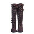 thumbnail image 1 of Leozcaa Gothic Boots for Women Lace Up Mid Calf Boots Round Toe Chunky Block Heel Halloween Vintage Boot, 1 of 7