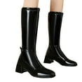 thumbnail image 1 of Leozcaa Knee High Boots for Women Leather Zipper Riding Tall Boots Chunky Heeled Wide Calf Booties, 1 of 7