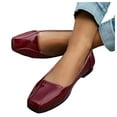 thumbnail image 1 of Leozcaa Leather Flats for Women Comfortable Square Toe Slip On Flats Soft Work Flats Retro Mary Jane Flats, 1 of 9