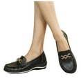 thumbnail image 1 of Leozcaa Loafers for Women Comfortable Slip on Shoes Metal Buckle Heel Closed Toe Dressy Casual Work Flats, 1 of 7