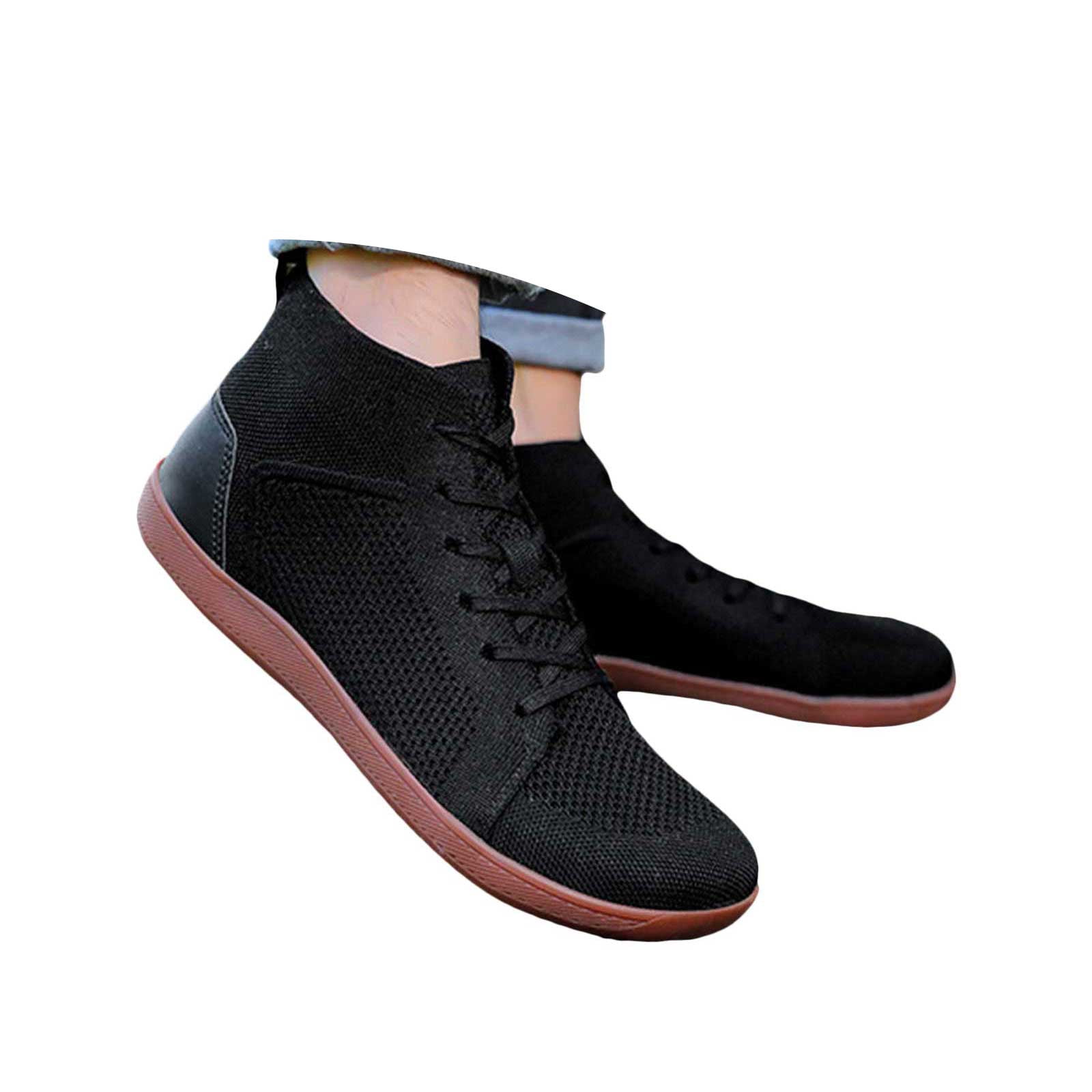 Leozcaa Men's Hi-top Minimalist Barefoot Zero Drop Sole Cushioned