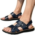 thumbnail image 1 of Leozcaa Men's Leather Fashion Sandals Open Toe Slingback Slip-On Beach Sandals Non-Slip Slide Sandals, 1 of 6