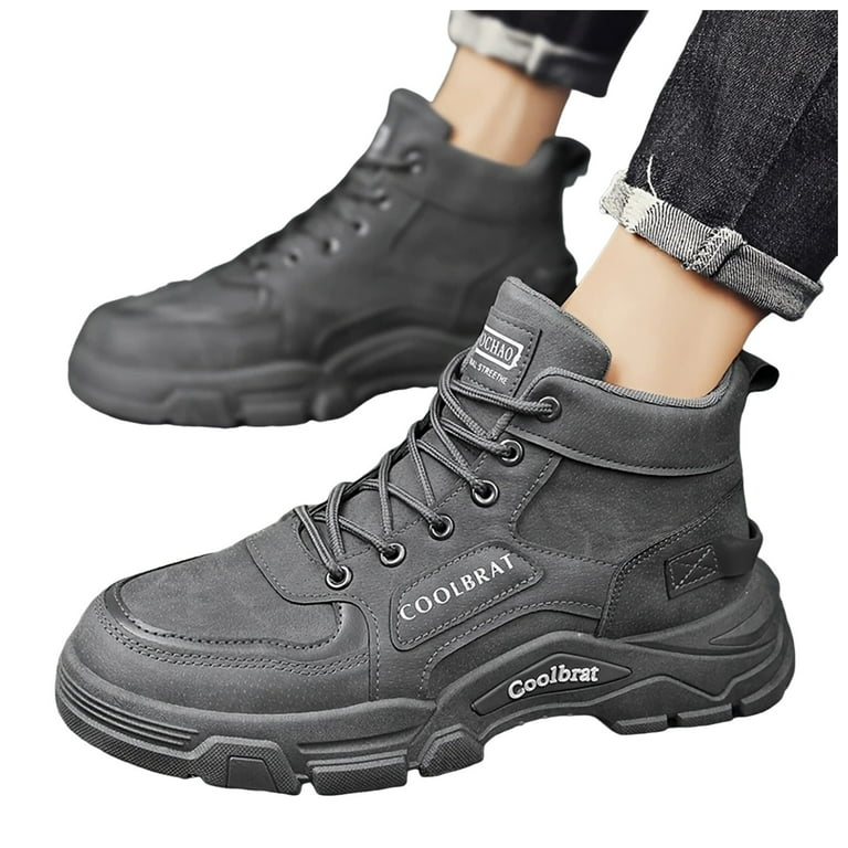 Leozcaa Men's Orthopedic Mid Trekking Hiking Boots Comfortable