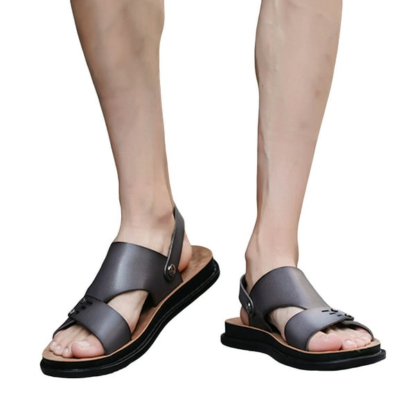 Leozcaa Men's Slide Sandals Outdoor Hiking Sandal Open Toe Walking Sandals for Summer Beach Water Shoes