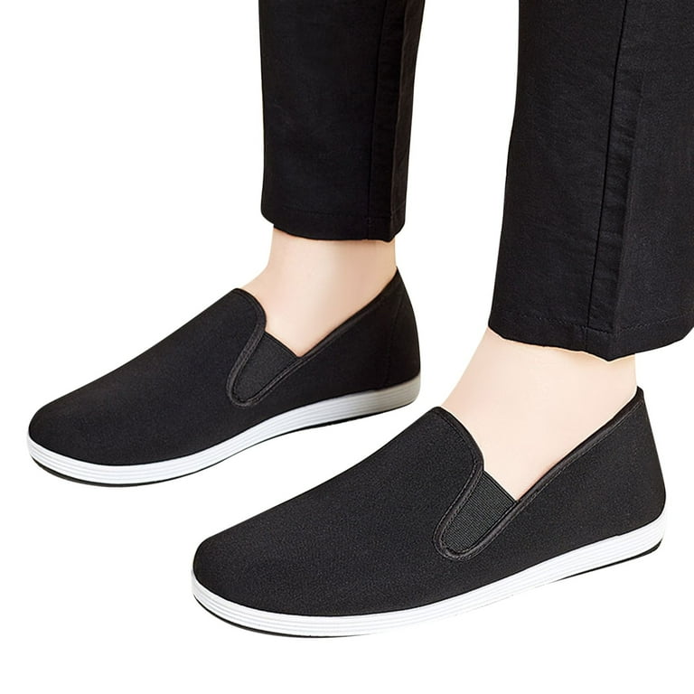 Leozcaa Men's Sneakers Classic Low Top Slip On Shoes Wide Canvas