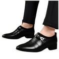 thumbnail image 1 of Leozcaa Mens Oxfords Leather Dress Shoes Slip On Pointed Toe Casual Classic Formal Suits Business Shoes, 1 of 7