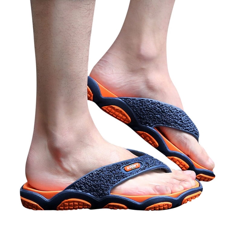 Mens Sport Flip Flops Comfort Casual Thong Sandal Outdoor Brown Orange Size 9/10 Alpine Swiss Trey Mens Flip Flops | Cushioned Thong Beach  main image 4