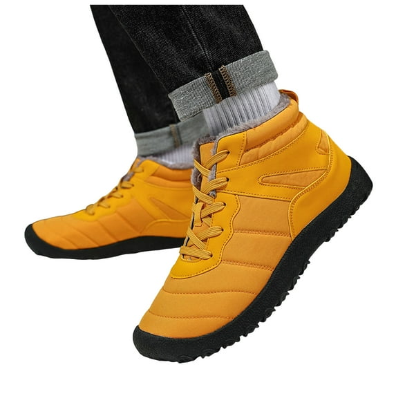 Leozcaa Mens Winter Boots Casual Lightweight Snow Boots Warm Water-Resistant Comfortable Ankle Shoes