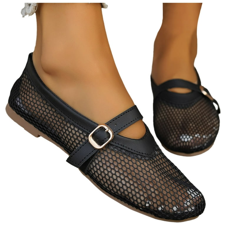 Leozcaa Mesh Ballet Flats Shoes for Women Comfortable Dressy
