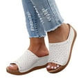 thumbnail image 1 of Leozcaa Orthopedic Dress Sandals for Women Summer Beach Platform PU Wedge Arch Support Slippers Slides, 1 of 8