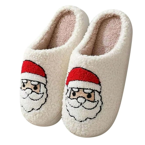 Christmas Reindeer Slippers for Womens Mens Plush Warm Slippers Fuzzy House Slippers Christmas Gifts for Women Girlfriend White Size 8