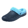 thumbnail image 1 of Leozcaa Slippers for Women Men Fuzzy Lined Clogs Memory Foam Warm Slippers Winter Waterproof Indoor Outdoor, 1 of 9